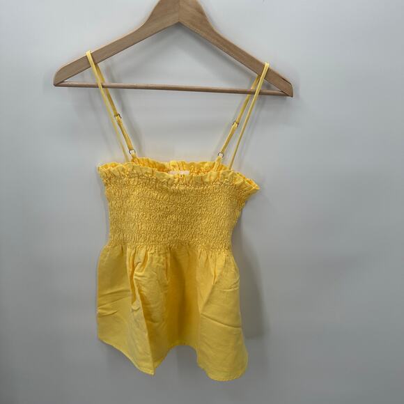 EVEREVE Cloth & Stone NWT Smocked Linen Tank in Yellow // M - Picture 4 of 12